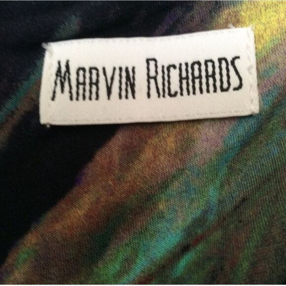 Marvin Richards Women's Size 6 -8 Abstract Sleeveless Sheath Dress Peacock - Picture 5 of 7